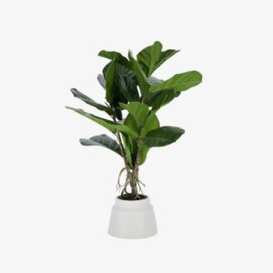 Plante artificielle mesurant 60 cm de hauteur placée dans un pot en céramique moderne de couleur blanche