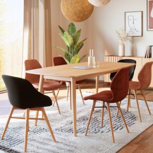 Table Calypso en chêne clair 180x90cm sublimera votre salle à manger,Conviviale et raffinée.